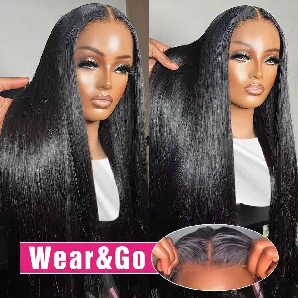 Glueless Wear and Go Bone Straight Lace Front Wigs 4x4 5x5 Pre-Cut Lace Wig Human Hair Ready To Wear Lace Closure Wig For Women