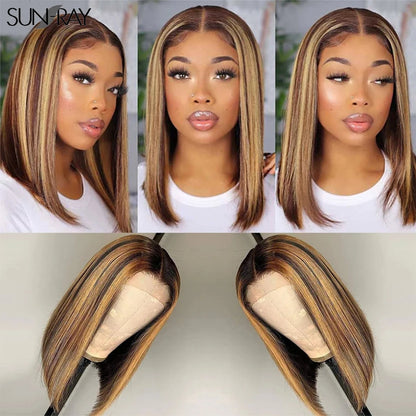 Glueless wigs  T Part Lace Front Wig 13*4 Lace Front Human Hair Wigs For Women  Closure Wigs 180 Density Short Straight Bob Wigs