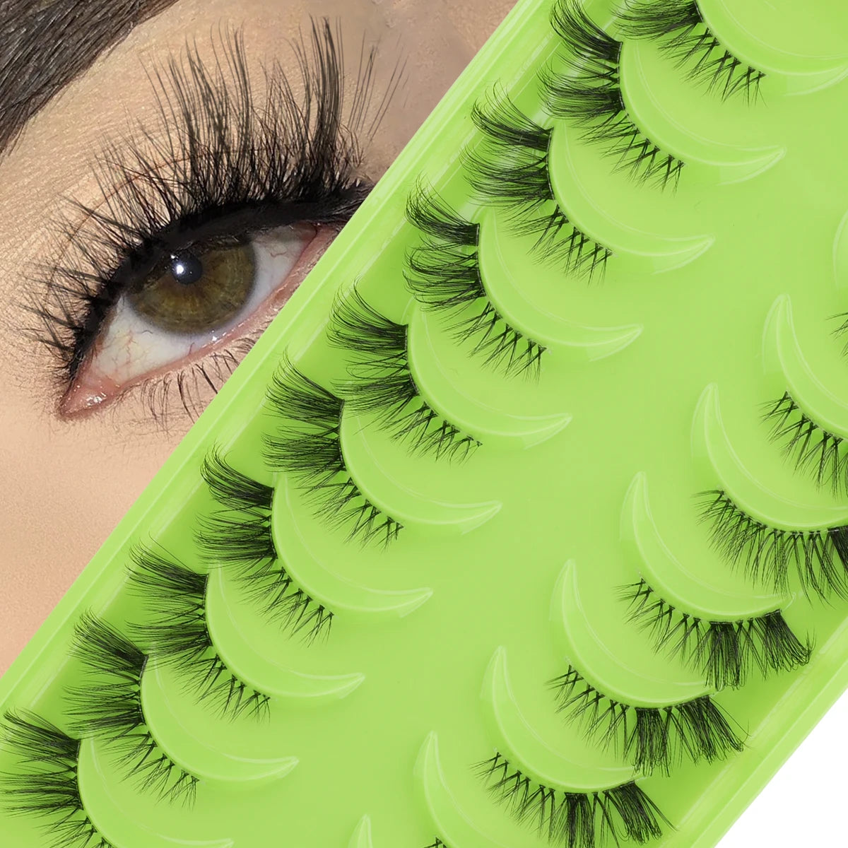3D Mink Lashes 3/10 Pairs Cat Eye Half Lashes Natural Long False Eyelashes Strip Makeup Soft Fake Eyelash Extension Make Up Tool