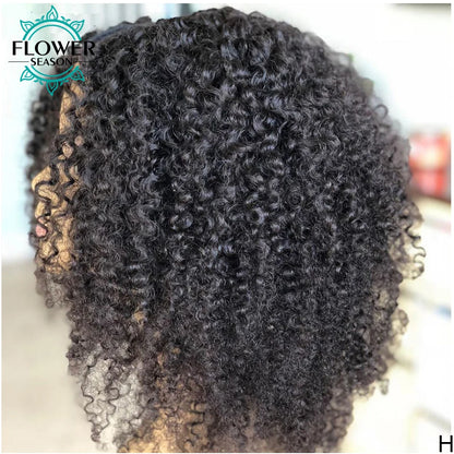 Kinky Curly V Part Wig Human Hair Upgrade Upart Wig No Leave Out Thin Part Kinky Curly Human Hair Wig 1x3 V-Part Wig 180%Density