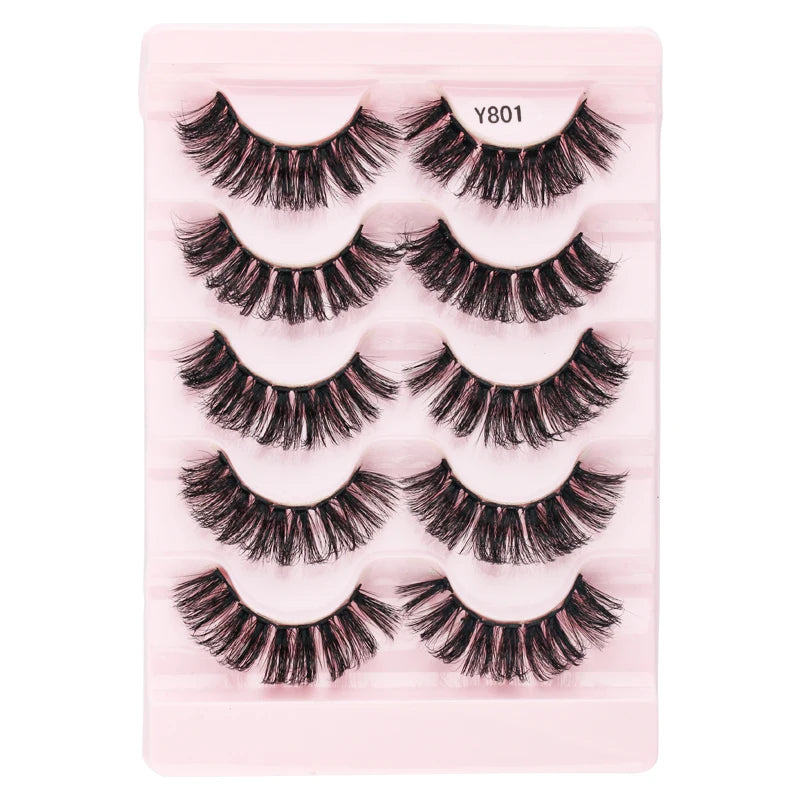 Natural Short False Mink Lashes 3/5/10 Pairs Extensions Eye Hair False Eyelashes 3D Faux Cils Soft Fluffy Eye Lashes for Beauty