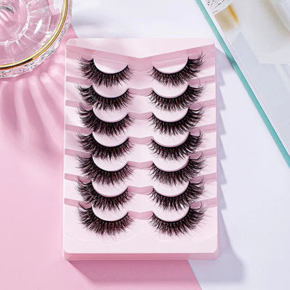 7 Pairs Pack 3D Wispy Cat Eye Fake Lashes Natural Look