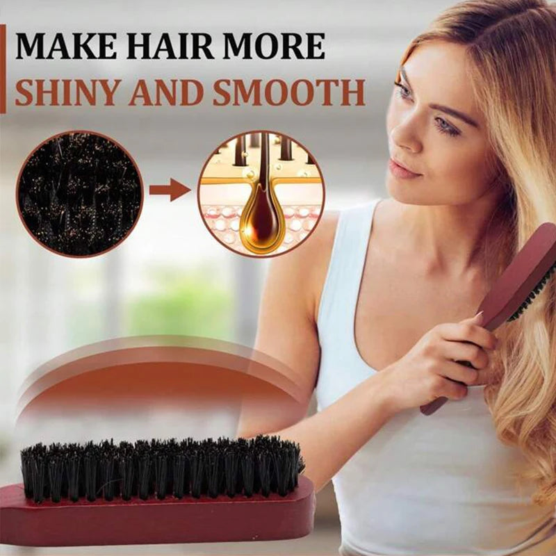 Hair Brushes With Bristles2pcs, Hair BrushBristles With Wooden Handle, ProfessionalHair Brushes For Home And Salon