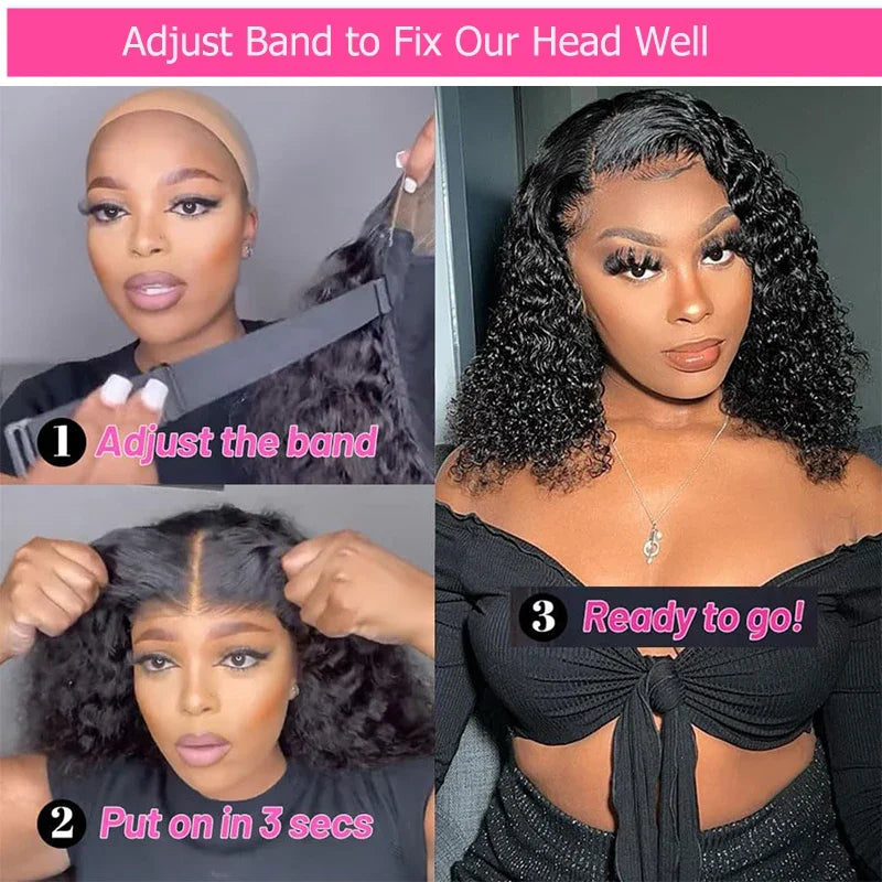 Wear And Go Water Wave Bob Wigs For Women Human Hair Wet And Wavy Glueless Wig Ready To Go Human Hair Wigs Pre Cut Lace Hair Wig