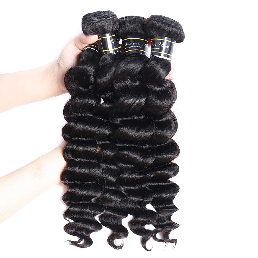 1/3/4 Pcs Loose Deep Wave Bundles Human Hair Brazilian Human Hair Extensions For Women Raw Hair Bundles Deal Lemoda Hair Weaving