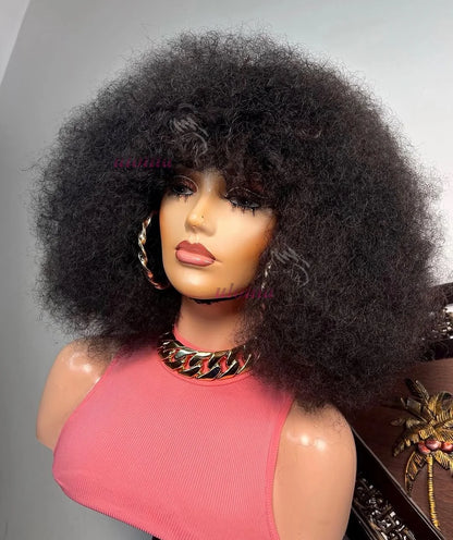 Peruvian Hair Pixie Short Afro Kinky Curly Bob Cut Bouncy Cheap Full Machine Made Human Hair Wigs For Black Women Glueless Remy