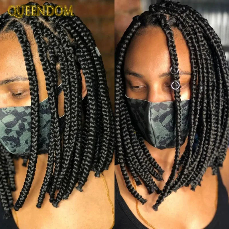 Full Lace Wigs for Black Women Short Bob Braided Wigs Knotless Box Braids 360 Lace Front Wigs Cornrow Synthetic Wigs 12 Inch