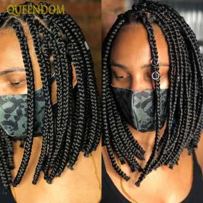 Full Lace Wigs for Black Women Short Bob Braided Wigs Knotless Box Braids 360 Lace Front Wigs Cornrow Synthetic Wigs 12 Inch