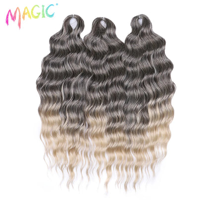Magic Hair Synthetic Loose Deep Wave Braiding Hair Extensions 24 Inch Water Wave Braid Hair Ombre Blonde Twist Crochet Curly Hai