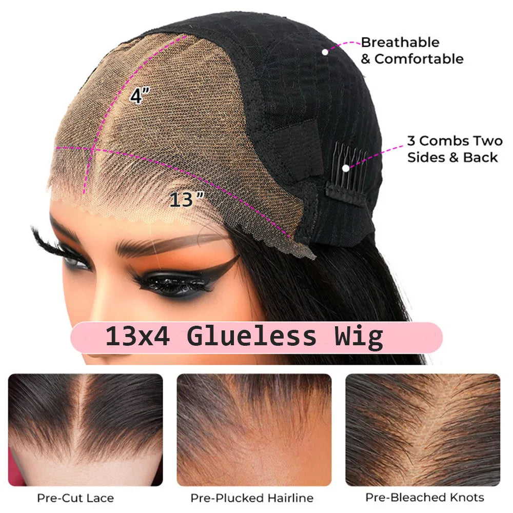 Glueless Wigs Human Hair Wear Go Bob Wigs Straight Lace Front Pre Plucked 13x4 HD Brazilian Transparent Lace Frontal Wig on Sale