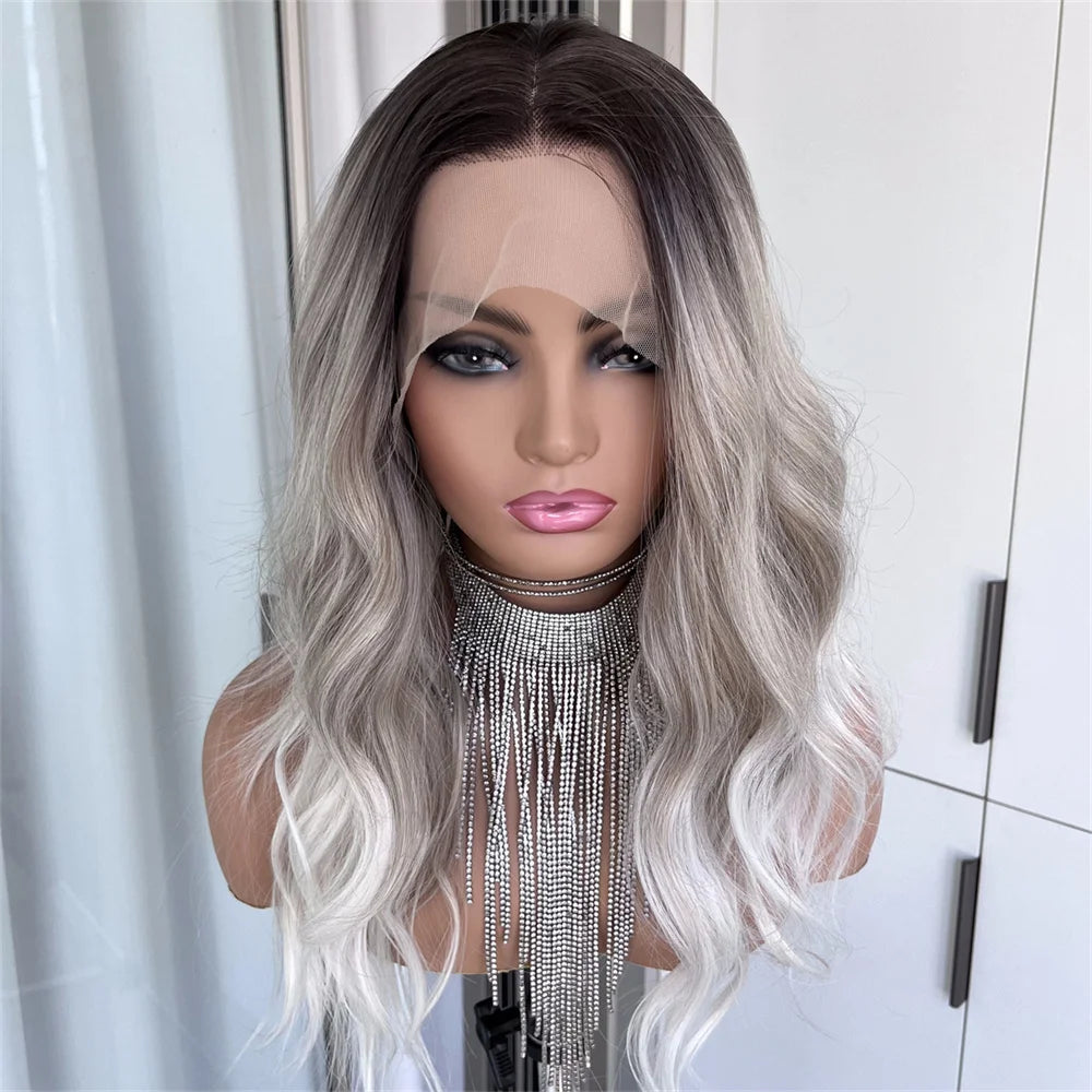 Lace Front Wig Straight Ombre Blonde Synthetic Lace Wig for Women 13x4 Lace Frontal Pre plucked Heat Resistant Fiber Hair