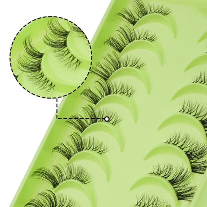 3D Mink Lashes 3/10 Pairs Cat Eye Half Lashes Natural Long False Eyelashes Strip Makeup Soft Fake Eyelash Extension Make Up Tool