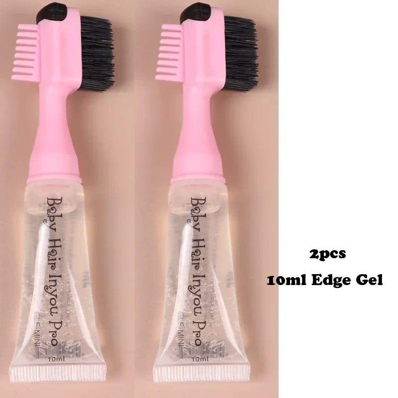 *Hair Styling Edge Control Gel With Brush For Baby Hair Portable Hair Fixative Gel Hair Cream For Natural Hair Africa 10Ml