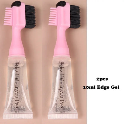 *Hair Styling Edge Control Gel With Brush For Baby Hair Portable Hair Fixative Gel Hair Cream For Natural Hair Africa 10Ml