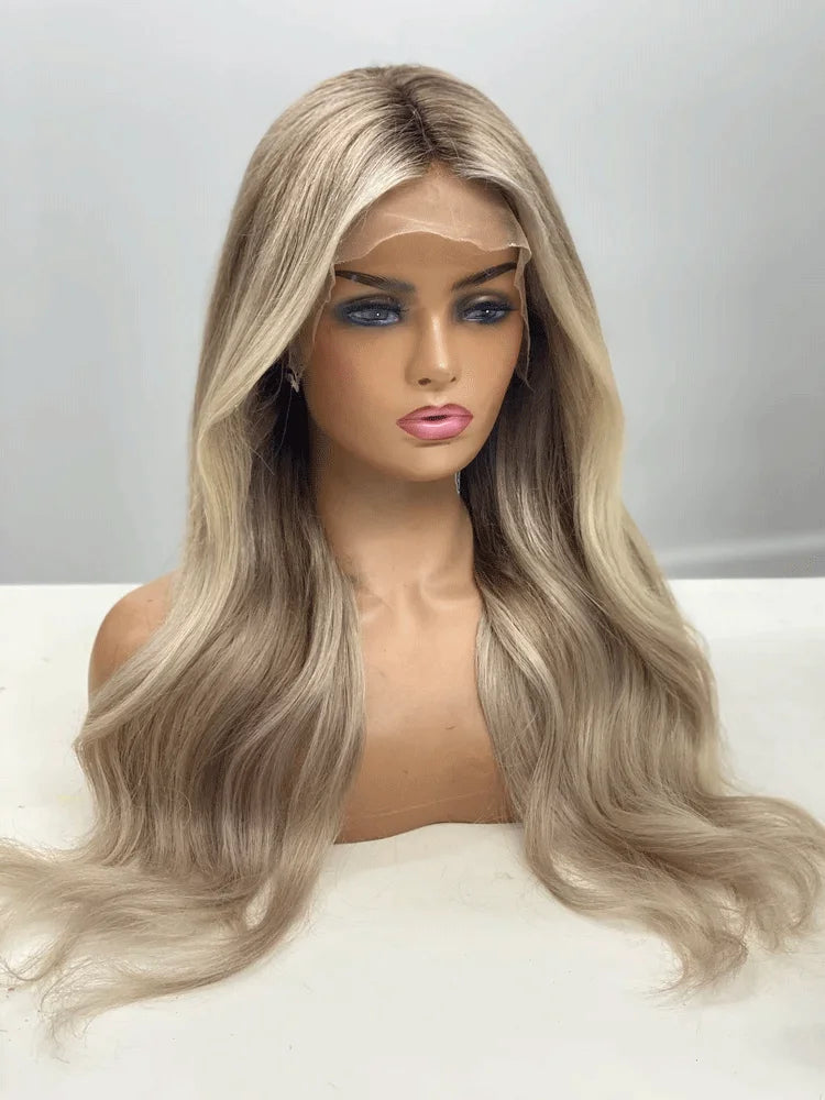 Blonde balayage full lace wigs Synthetic hair wig custom wigs lace front wigs blonde wig handmade wig hd lace wigs glueless wigs