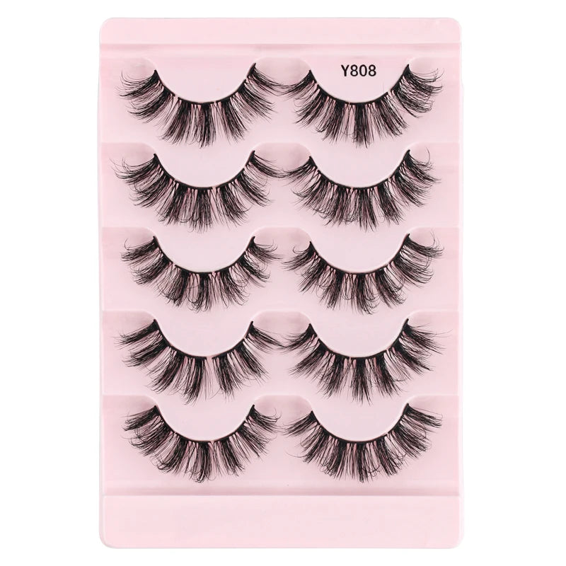 Natural Short False Mink Lashes 3/5/10 Pairs Extensions Eye Hair False Eyelashes 3D Faux Cils Soft Fluffy Eye Lashes for Beauty