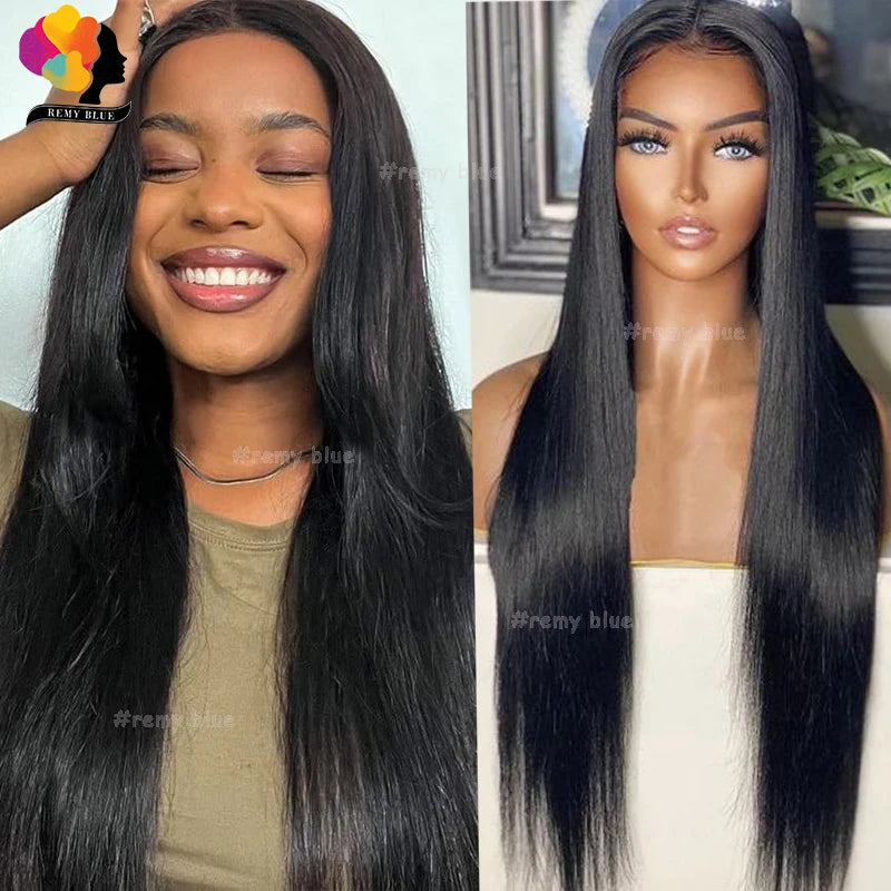 Straight Human Hair Wigs 13x6 HD Transparent Lace Frontal Wigs for Black Women Preuvian Glueless 13x6 Lace Front Human Hair Wig