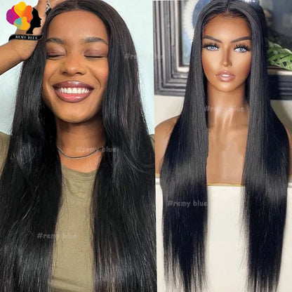 Straight Human Hair Wigs 13x6 HD Transparent Lace Frontal Wigs for Black Women Preuvian Glueless 13x6 Lace Front Human Hair Wig