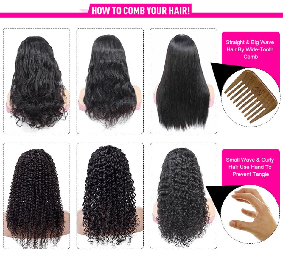 Mongolian Kinky Curly Wig Human Hair 13x4 Curly Lace Front Human Hair Wigs Deep Curly Lace Closure Wig For Women 180 Density