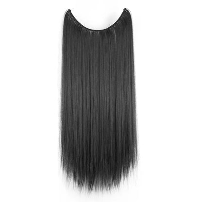 22'' 26'' Long Straight Blonde Synthetic Halo Hair Extensions Fish Line Invisible Hairpiece Extension Fake Hair for Girls