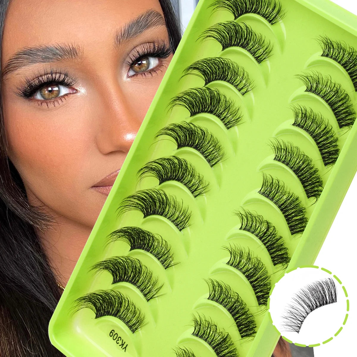 3D Mink Lashes 3/10 Pairs Cat Eye Half Lashes Natural Long False Eyelashes Strip Makeup Soft Fake Eyelash Extension Make Up Tool