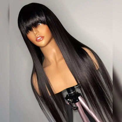 Straight Wig Brazilian Wigs 100% Virgin Hair Human Hair Wigs With Bangs Full Machine Made 180% Density Wigs Human Hair BPHW Hair