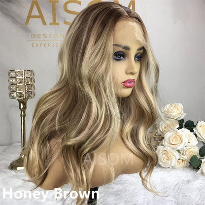 Lace Front Wig Straight Ombre Blonde Synthetic Lace Wig for Women 13x4 Lace Frontal Pre plucked Heat Resistant Fiber Hair