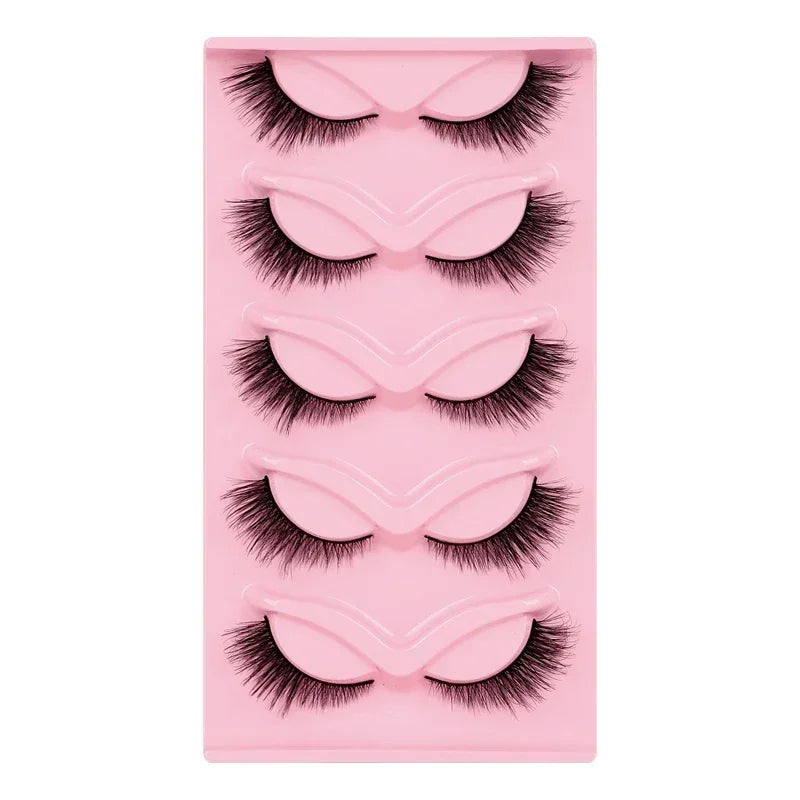 5 Pairs Cat Eye Lashes Faux Mink Eyelashes Natural long Manga Lashes Winged End Eye Elongated Eyelashes Fake Lashes Makeup