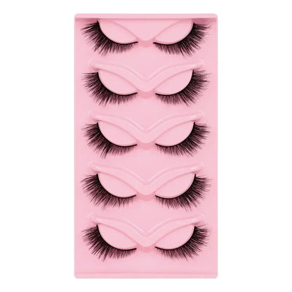 5 Pairs Cat Eye Lashes Faux Mink Eyelashes Natural long Manga Lashes Winged End Eye Elongated Eyelashes Fake Lashes Makeup