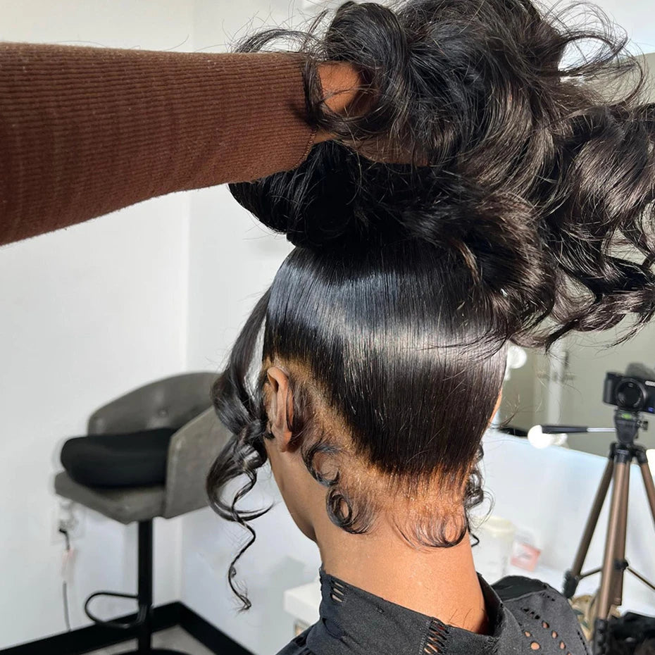 360 Lace Frontal Wigs Remy Human Hair Wig for Women Water Wave Curly Natural Black Color Baby Hair Transparent Lace Wigs Bobbi
