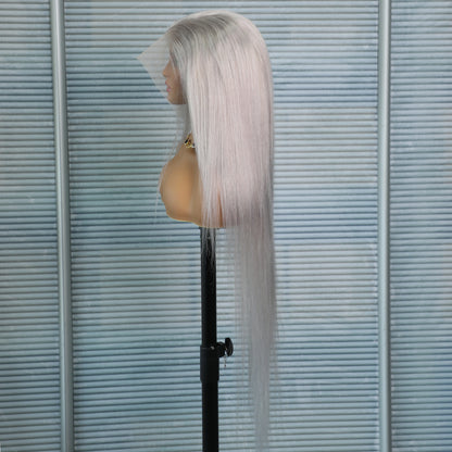 13x6 Straight Lace Front Wig Silver Grey Lace Front Wigs Human Hair Pre Plucked Brazilian Transparent 13x4 Lace Frontal Wig 200%