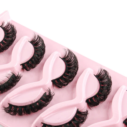 Cat Eye Lash 3/5/10 Pairs Half Lashes Natural Long False Eyelashes Wispy 3D Mink Lashes Volume Faux Cilios Extension Makeup Tool