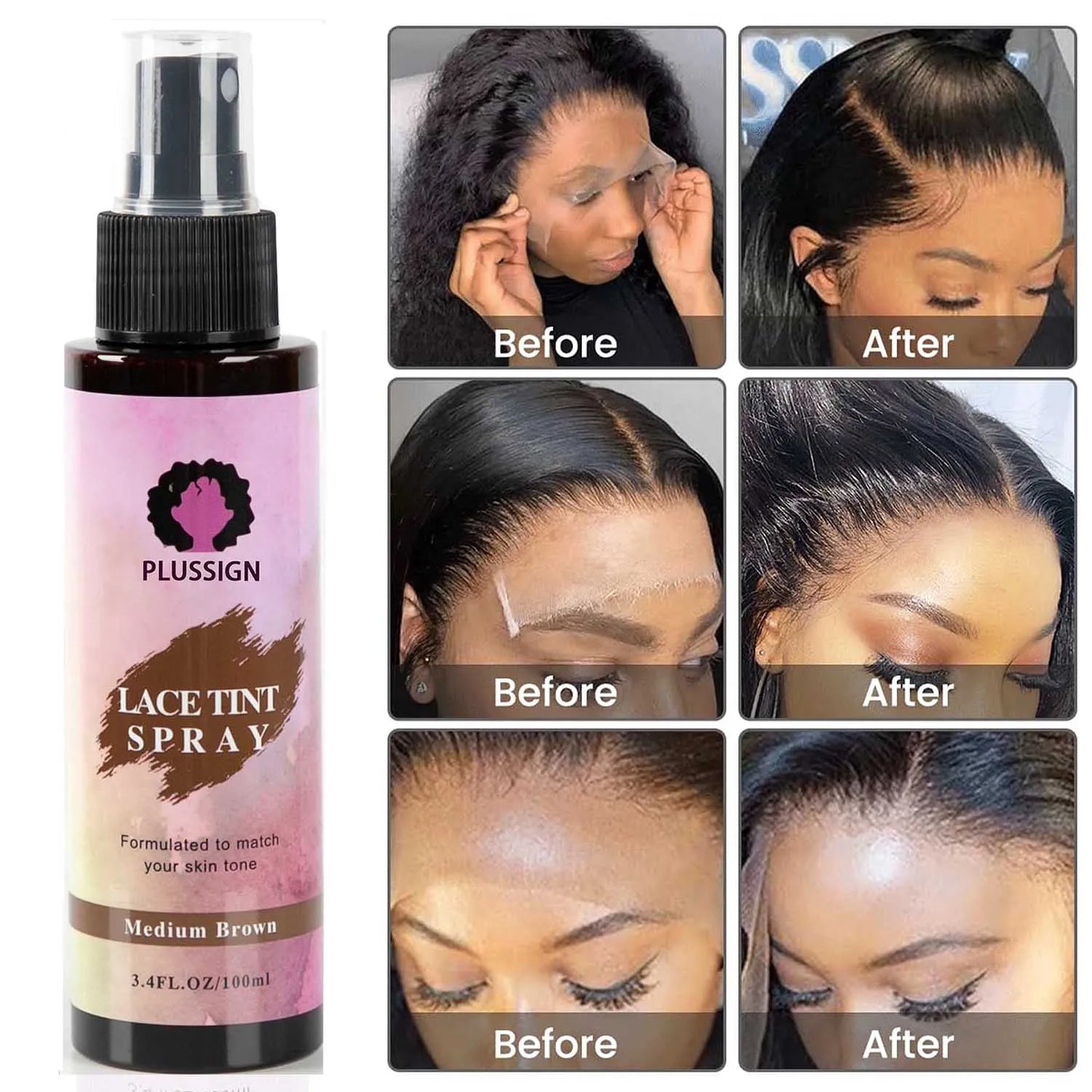 Lace Tint Spray For Wigs,Waterproof Lace Tint Melting Mousse Spray Concealer For Lace Closure Front Wigs Toupees Edge Control