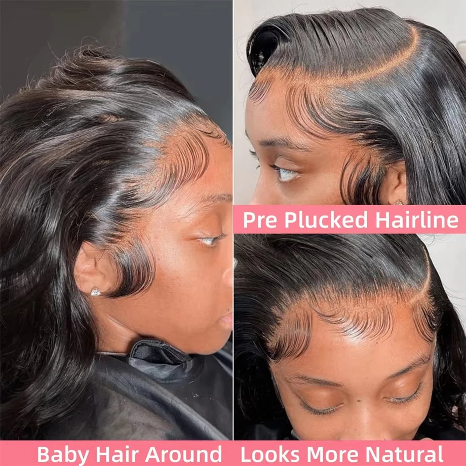 360 Lace Front Wig Human Hair Body Wave Invisi Strap Snug Fit 360 Transparent Lace Frontal Wigs Pre Cut Lace Wig