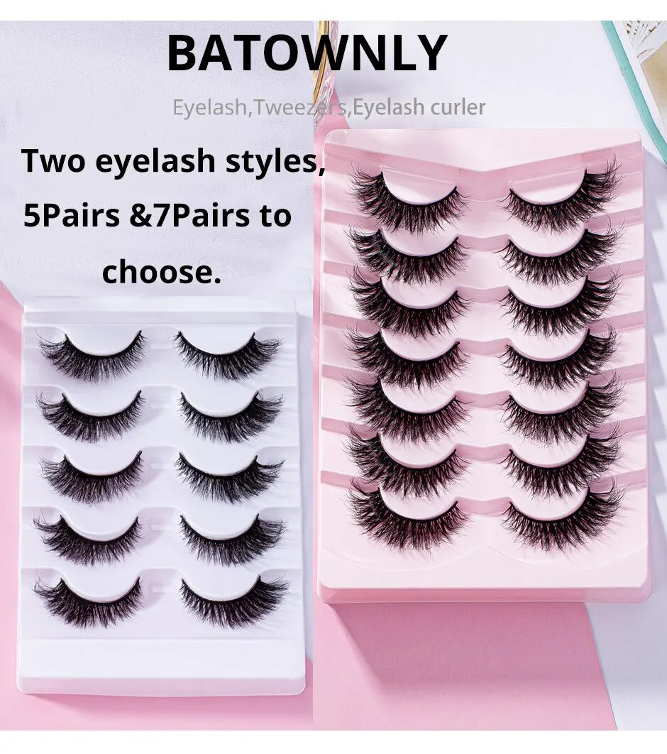 7 Pairs Pack 3D Wispy Cat Eye Fake Lashes Natural Look