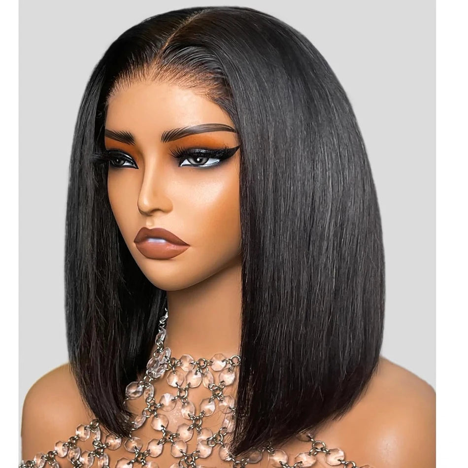 Glueless Wigs 13x4 Short Bob Wigs Bone Straight Lace Front Human Hair Wigs for Women Brazilian HD Transparent Lace Frontal Wigs