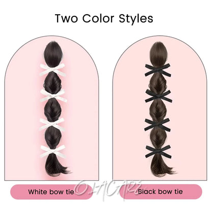 Ponytail Extension Bow Claw Curly Wavy Clip in Hairpiece Ponytail Hair Extensions Long Pony Tail Synthetic for Women Girl Daily