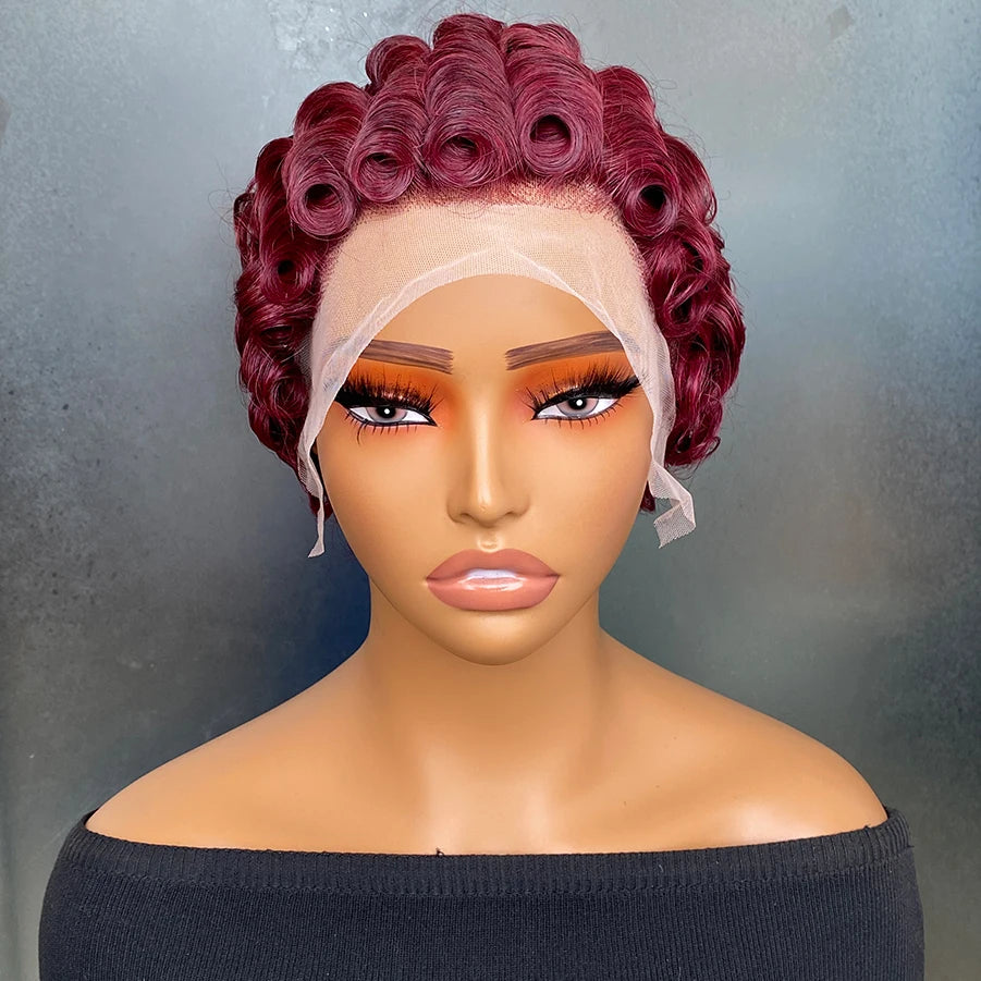 Human Hair Wig Pixie Cut Wig Short Bob Curly Pre Plucked 13x4 Lace Front Wigs Human Hair