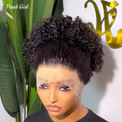 360 Full Lace Wig 100% Human Hair Afro Kinky Curly Wig for Black Woman Pre Plucked Natural Color 360 HD Lace Frontal Curly Wig