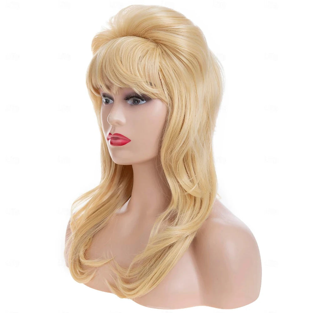 Synthetic Hair 50s Beehive Wigs for Women Blonde Bouffant Big Synthetic Wigs Married Housewife Vintage Costume Cosplay Wig