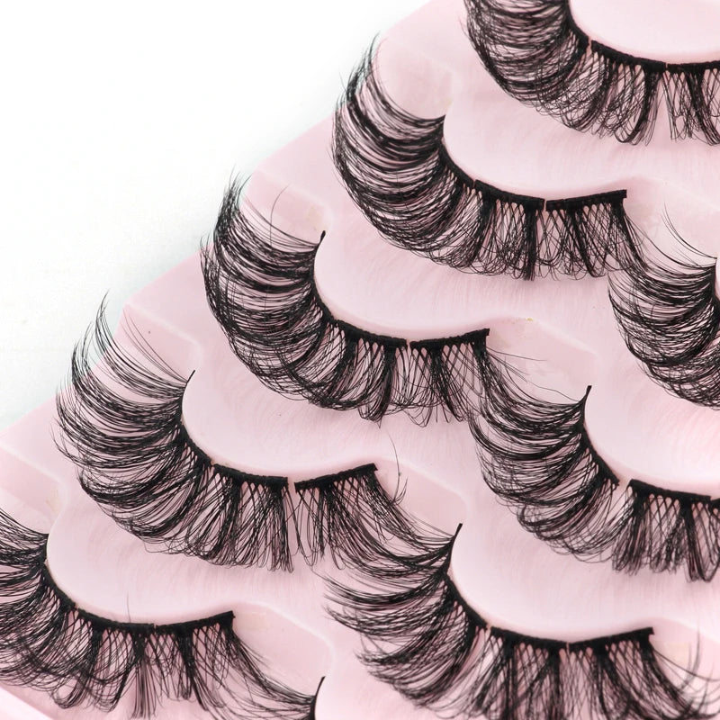 Natural Short False Mink Lashes 3/5/10 Pairs Extensions Eye Hair False Eyelashes 3D Faux Cils Soft Fluffy Eye Lashes for Beauty