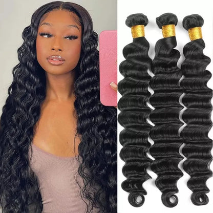 Loose Deep Wave Human Hair Bundles 10-30 Inches 100g/Pc 100% Unprocessed Brazilian Virgin Hair Natural Black Color 1PC