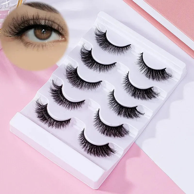 7 Pairs Pack 3D Wispy Cat Eye Fake Lashes Natural Look