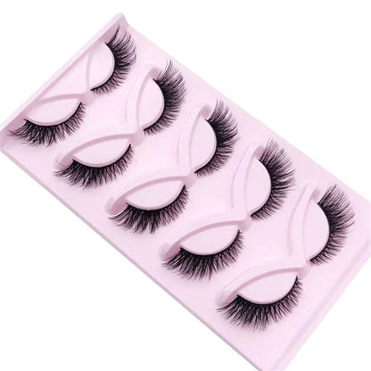 5 Pairs Cat Eye Lashes 21mm Long Lashes Cat Eye Look Wispy Lashes Eye End Elongated Strip Thick False Eyelashes