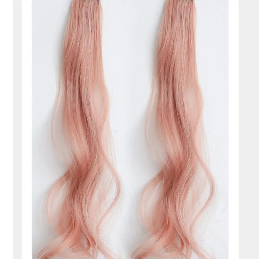 Synthetic Wigs 1 Pair 50Cm Fashion One-piece Slightly Curly Highlights Wig Natural Seamless Hair Accessories