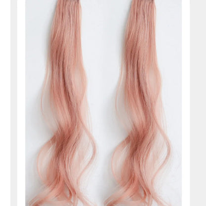 Synthetic Wigs 1 Pair 50Cm Fashion One-piece Slightly Curly Highlights Wig Natural Seamless Hair Accessories