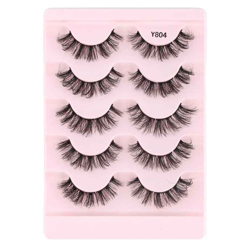 Natural Short False Mink Lashes 3/5/10 Pairs Extensions Eye Hair False Eyelashes 3D Faux Cils Soft Fluffy Eye Lashes for Beauty
