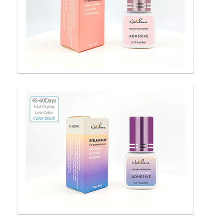 NATUHANA Black/Clear Eyelash Extension Glue 2-3s Fast Dry Sensitive Eye Individual Strong False Lashes Glue Adhesive MakeupTools