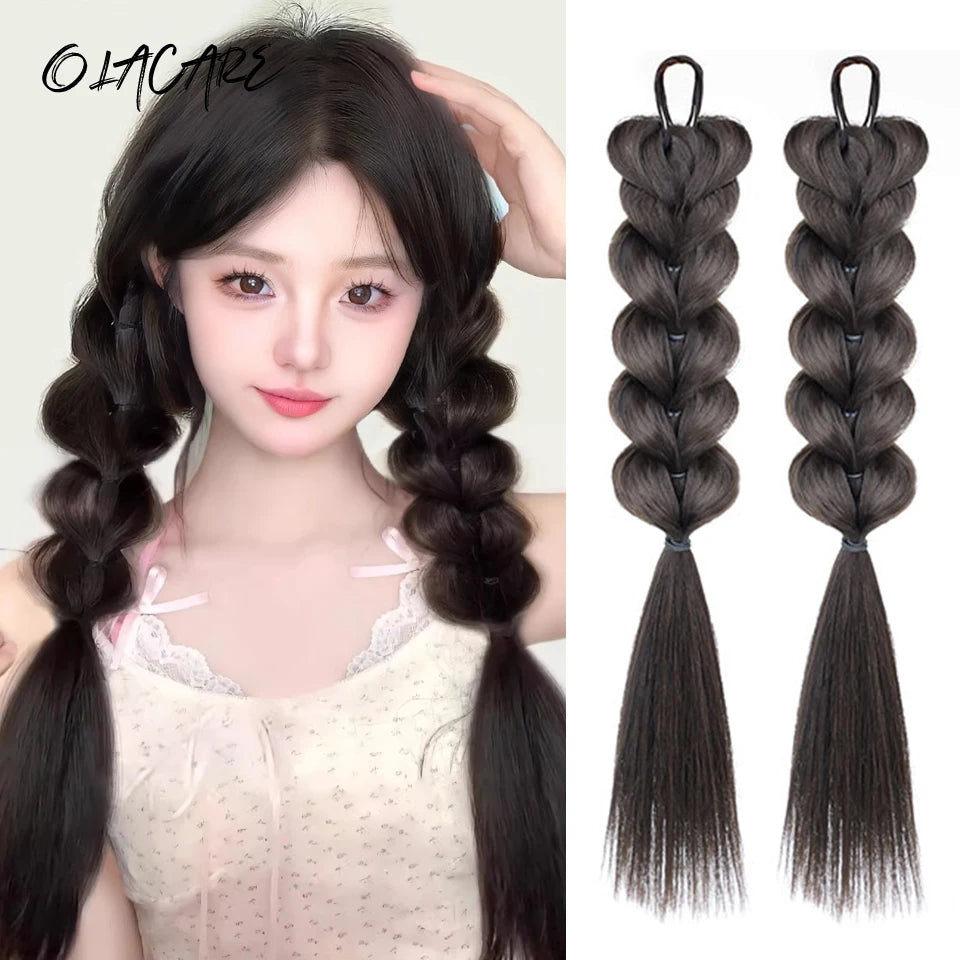 Ponytail Extension Bow Claw Curly Wavy Clip in Hairpiece Ponytail Hair Extensions Long Pony Tail Synthetic for Women Girl Daily