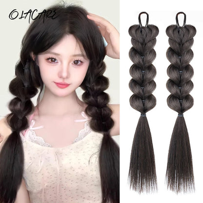 Ponytail Extension Bow Claw Curly Wavy Clip in Hairpiece Ponytail Hair Extensions Long Pony Tail Synthetic for Women Girl Daily